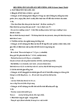 Đề cương ôn tập giữa học kì 1 môn tiếng Anh 8 i-Learn Smart World