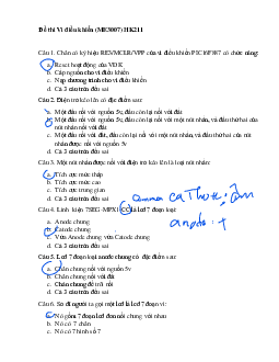Đề thi trắc nghiệm môn Vi điều khiển | Đại học Bách khoa Thành phố Hồ Chí Minh