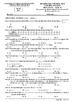 Đề cuối học kì 2 Toán 10 năm 2023 – 2024 trường THPT Ngô Quyền – Thái Nguyên
