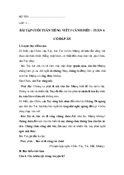 Bài tập cuối tuần tiếng Việt lớp 3 Cánh diều Tuần 6 cơ bản