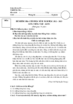Bộ đề thi học kì 2 môn Tiếng Việt 3 năm 2022 - 2023 (Đề 3) | Kết nối tri thức
