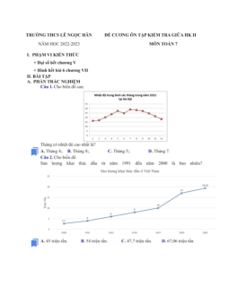 Đề cương giữa HK2 Toán 7 năm 2022 – 2023 trường THCS Lê Ngọc Hân – Hà Nội
