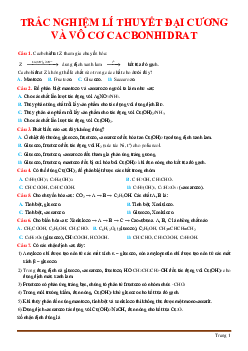 90 câu trắc nghiệm lý thuyết đại cương và vô cơ cacbonhidrat (có đáp án)