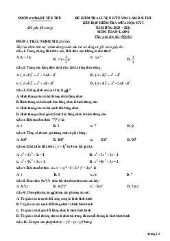 Đề giữa học kỳ 1 Toán 8 năm 2023 – 2024 phòng GD&ĐT Yên Thế – Bắc Giang