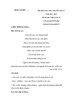 Giải đề thi giữa học kì 2 môn Ngữ văn lớp 10 năm 2023 - 2024 (Sách mới) | Cánh Diều đề 7