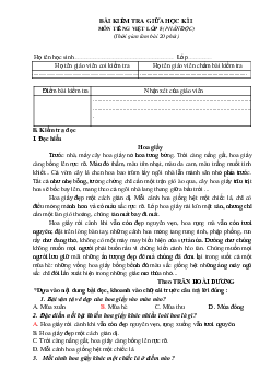 Bộ đề thi giữa kì 1 lớp 5 môn Tiếng Việt năm 2024 - Đề 2