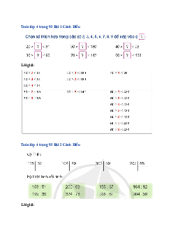 Bài 41: Toán lớp 4 Luyện tập 93, 94 Cánh diều