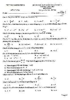 Đề thi thử Toán THPT Quốc gia 2021 lần 1 trường THPT Phan Đình Phùng – Hà Nội