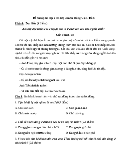 Phiếu bài tập ôn hè lớp 2 lên lớp 3 năm 2024 môn Tiếng Việt - Đề 5