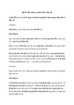 Giải Sinh học 11 Bài 20: Sinh trưởng và phát triển ở thực vật | Kết nối tri thức