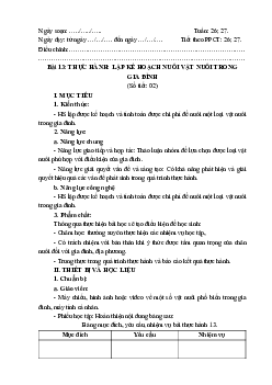 Giáo án Công nghệ 7 Bài 13: Thực Hành sách Kết nối tri thức