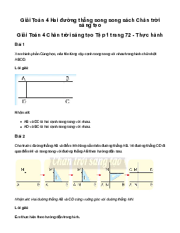 Giải Toán lớp 4 Bài 32: Hai đường thẳng song song | chân trời sáng tạo