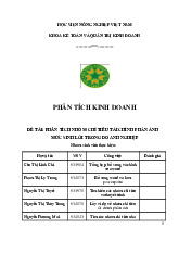 Phân tích kinh doanh Đề tài: phân tích nhóm chỉ tiêu tài chính phản ánh Mức sinh lời trong doanh nghiệp môn Marketing căn bản   | Học viện Nông nghiệp Việt Nam