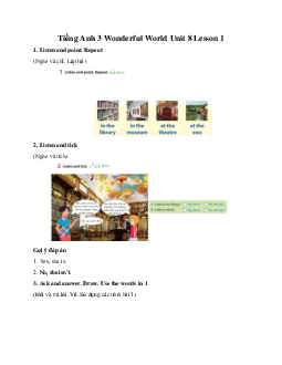 Giải BT Tiếng Anh 3 Wonderful World Unit 8 My Town Lesson 1