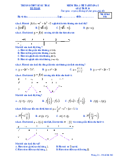 Đề kiểm tra 1 tiết chương 1 Giải tích 12 (Hàm số) năm 2018 – 2019 trường Quốc Thái – An Giang
