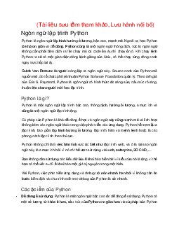 Tóm tắt lý thuyết môn Lập trình với Python | Học viện Công nghệ Bưu chính Viễn thông