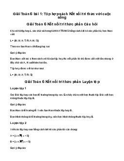 Giải Toán 6 Bài 1: Tập hợp | Kết nối tri thức