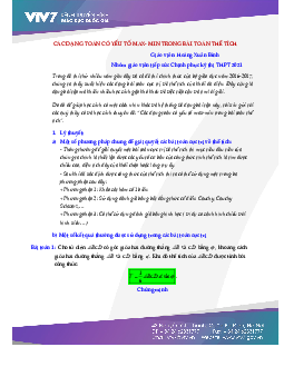 Các dạng toán có yếu tố max – min trong bài toán thể tích