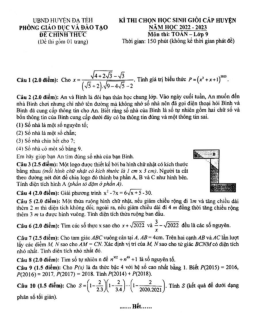 Đề học sinh giỏi huyện Toán 9 năm 2022 – 2023 phòng GD&ĐT Đạ Tẻh – Lâm Đồng