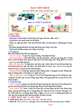 Giáo án GDCD 6 Bài 8: Tiết kiệm  | Chân trời sáng tạo