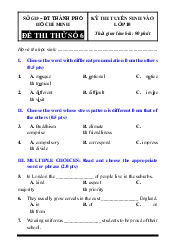 Đề thi thử Tiếng Anh vào lớp 10 TP. Hồ Chí Minh số 6 năm 2021-2022