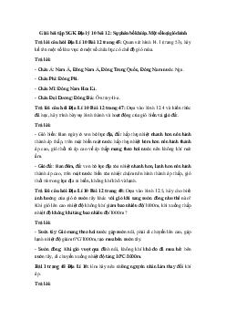 Giải bài tập SGK Địa lý 10 bài 12( có đáp án)