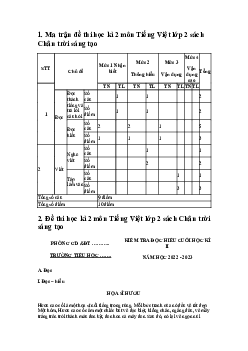 Đề thi học kì 2 môn Tiếng Việt 2 năm 2022 - 2023 sách Chân trời sáng tạo | đề 3