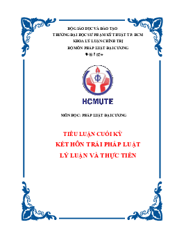 Tiểu luận môn Pháp luật đại cương đề tài "Kết hôn trái pháp luật" bài số 1 | Đại học Sư phạm Kỹ thuật Thành phố Hồ Chí Minh