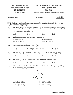Đề tham khảo khảo sát Toán 11 năm 2023 – 2024 sở GD&ĐT Hà Nội