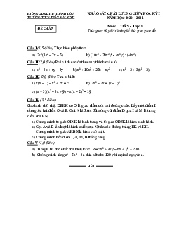 Đề KSCL giữa kỳ 1 Toán 8 năm 2020 – 2021 trường THCS Trần Mai Ninh – Thanh Hóa