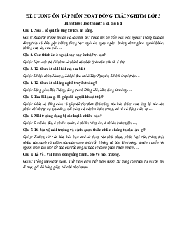 Đề cương ôn tập học kì 2 môn Hoạt động trải nghiệm 3 năm 2022 - 2023 | Kết nối tri thức