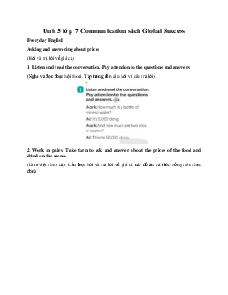 Unit 5 lớp 7 Communication sách Global Success