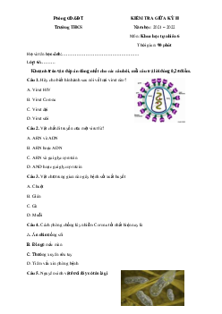 Đề kiểm tra giữa HK2 môn KHTN 6 năm 2022 (có đáp án và đặc tả)