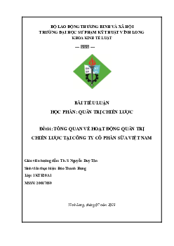 Tiểu luận "Tổng quan về hoạt động quản trị  chiến lược tại Công ty cổ phần sữa Việt Nam"