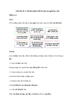 Giải Hoạt động trải nghiệm 10: Thể hiện phẩm chất tốt đẹp của người học sinh | Chân trời sáng tạo