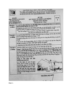 Bộ 3 mẫu đề thi cuối kỳ môn An toàn lao động trong xây dựng có đáp án chi tiết