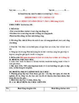 Giáo án Tự nhiên và xã hội 2 sách Chân trời sáng tạo (Cả năm)| Bài 15