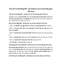 Tóm tắt Tranh Đông Hồ - nét tinh hoa của văn hóa dân gian Việt Nam Ngữ Văn 10 sách Chân Trời Sáng Tạo