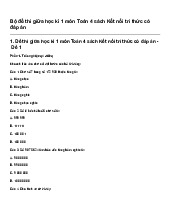 Đề thi giữa học kì 1 môn Toán 4 sách Kết nối tri thức