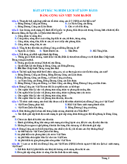Trắc Nghiệm Sử 9 Bài 18: Đảng Cộng sản Việt Nam ra đời (Có Đáp Án)