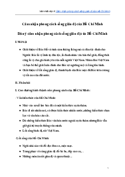 Cảm nhận phong cách sống giản dị của Hồ Chí Minh | Văn mẫu lớp 9