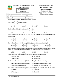 Đề thi giữa học kì 2 Toán 7 năm 2023 – 2024 trường TH&THCS Ngôi Sao Hà Nội