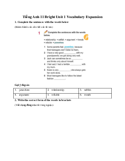 Giải Tiếng Anh 11 Unit 1 Vocabulary Expansion | Bright