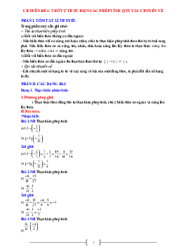 Chuyên đề thứ tự thực hiện các phép tính, quy tắc chuyển vế Toán 7