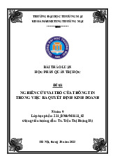 Bài Thảo Luận Quản Trị Học: Vai Trò Của Thông Tin Trong Ra Quyết Định Kinh Doanh | Đại học Thương Mại