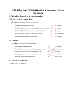 SBT Tiếng Anh 7 Cánh Diều Unit 4 Language Focus Extra Practice