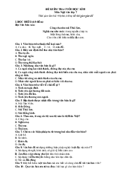 Đề thi học kỳ 2 Văn 7 Kết nối tri thức (có đáp án và đặc tả)