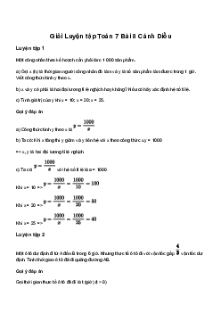 Giải Toán 7 Bài 8: Đại lượng tỉ lệ nghịch | Cánh diều