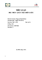 Tiểu luận môn quản trị chiến lược - trường đại học kinh tế- tài chính Hồ chí minh