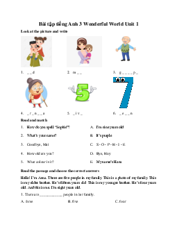 Bài tập tiếng Anh 3 Wonderful World Unit 1